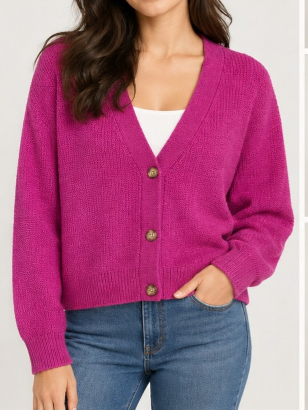 NWT AQUA Cashmere Women's 100% Cashmere Ribbed V-Neck Cardigan Sweater – XXL